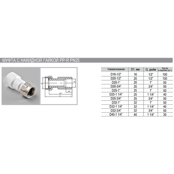 4elementsМуфта с накидной гайкой 20х1/2 РВК, изображение 2
