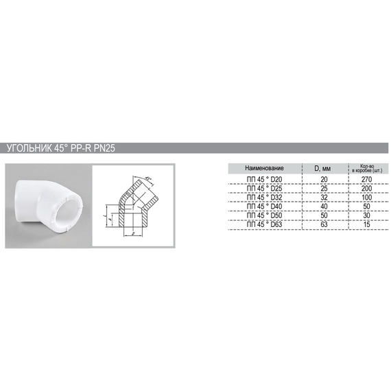 Угольник 20х45 PN25 РВК/KAS, изображение 2