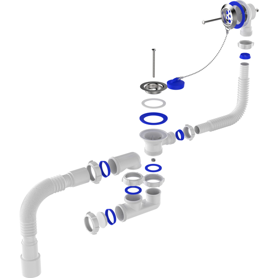 4elementsСифон для ванны регулируемый с выпуском и переливом с гт 40х40/50, Aquant, изображение 5