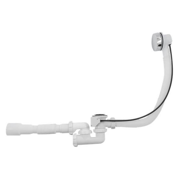 4elementsСифон для ванны регулируемый с переливом полуавтоматом с г.т 40х40/50 белый, Aquant
