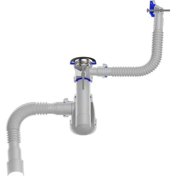 Сифон для кухни 1 1/2" х 40 с переливом с гибкой трубой 40х40/50,  Aquant, изображение 6