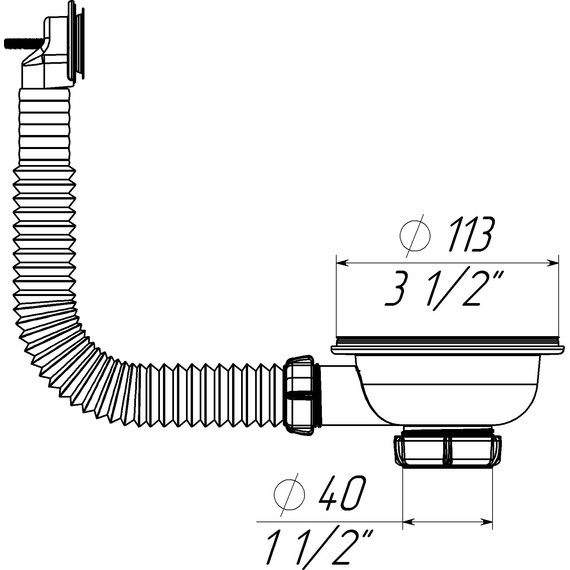 Перелив для мойки 3 1/2'' с круглым вертикальным корпусом  белый, Aquant, изображение 2