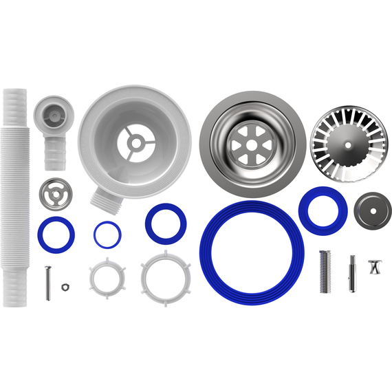 Перелив для мойки 3 1/2'' с круглым вертикальным корпусом  белый, Aquant, изображение 4