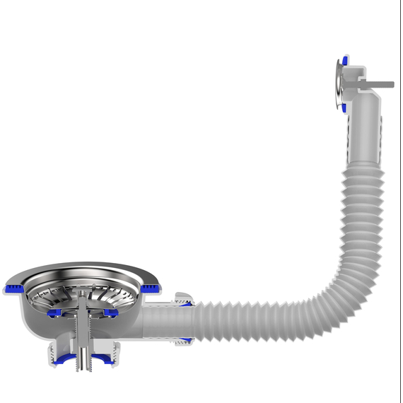 Перелив для мойки 3 1/2'' с круглым вертикальным корпусом  белый, Aquant, изображение 6