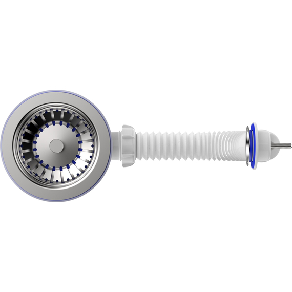 Перелив для мойки 3 1/2'' с круглым вертикальным корпусом  белый, Aquant, изображение 7