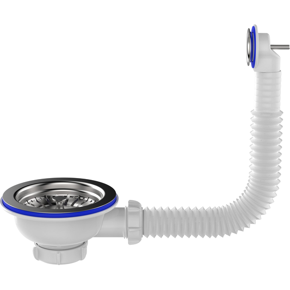 Перелив для мойки 3 1/2'' с круглым вертикальным корпусом  белый, Aquant, изображение 8