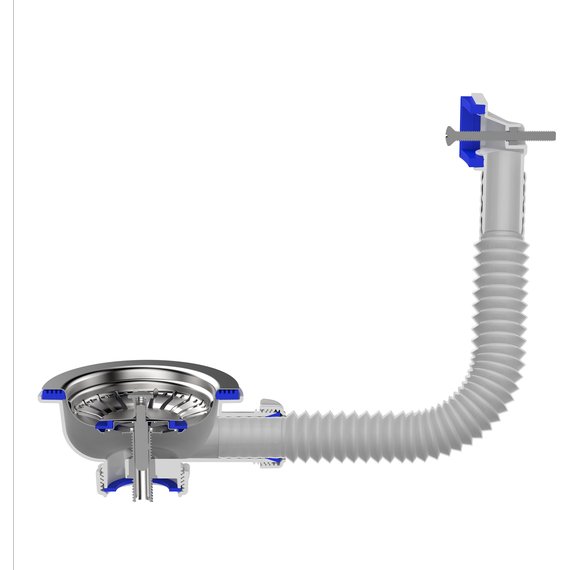 4elementsПерелив для мойки 3 1/2'' с прямоугольным вертикальным корпусом белый, Aquant, изображение 6