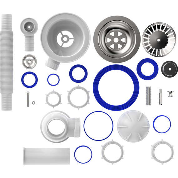 Сифон для мойки 3 1/2" х 40 с круглым переливом белый, Aquant, изображение 4
