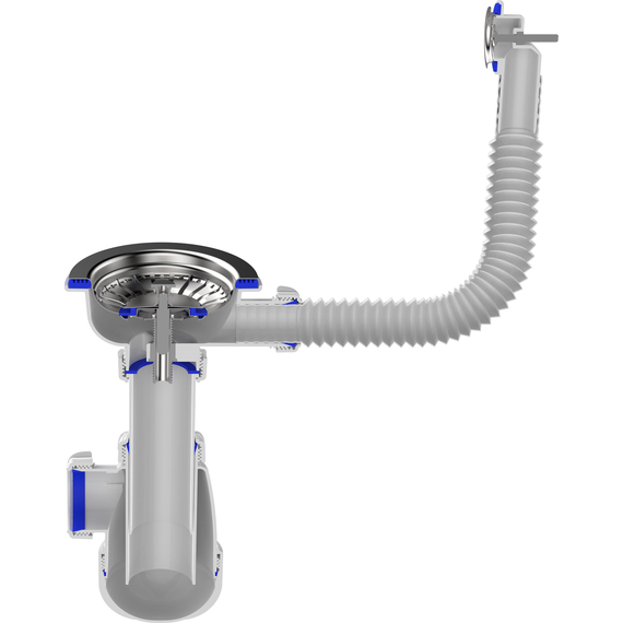 Сифон для мойки 3 1/2" х 40 с круглым переливом белый, Aquant, изображение 6