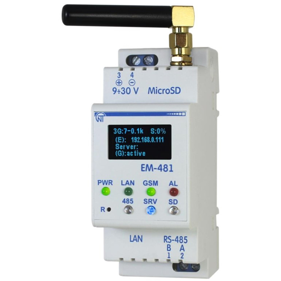 Контроллер web-доступа к управлению Modbus — оборудованием EM-481