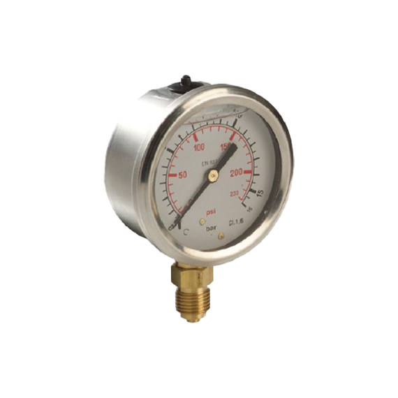 Манометр глицерин 63mm 1/4 M  0:16 Bar корпус inox Italtecnica
