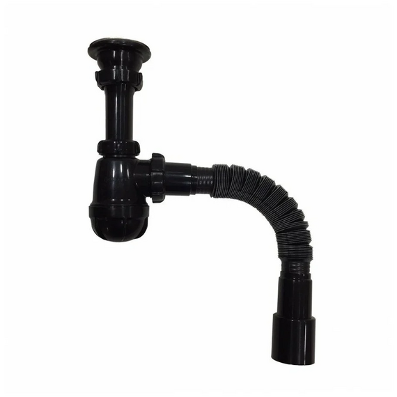4elementsSifon pentru lavoar 1 1/4" x 40 cu tub flexibil 40x40/50 negru