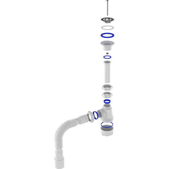 Сифон для умывальника 1 1/4" х 40 с гибкой трубой 40х40/50, Aquant, изображение 5