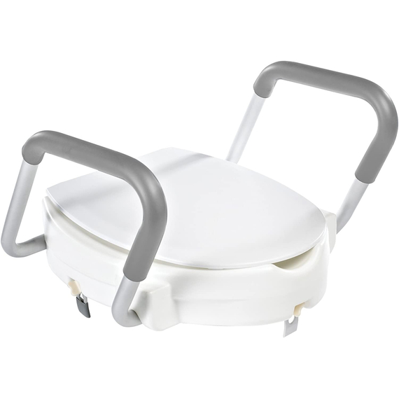 4elementsScaun de toaletă Sam 10 cm alb cu suporturi pentru brațe ABS plastic aluminiu