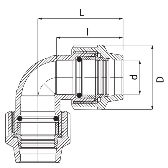 Угол соединительный 40 90° Unidelta, изображение 3