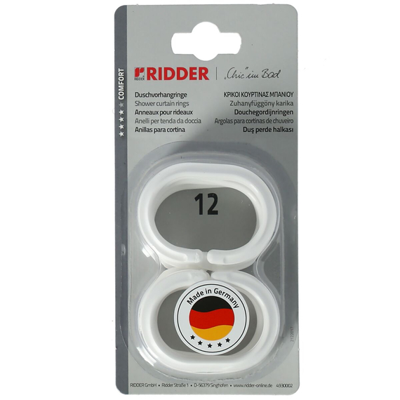 4elementsКольца для душевых штор Wien белые 12 шт. Ridder