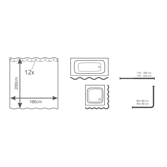 4elementsШтора для душа текстильная Runny синяя 180x200 мм Ridder, изображение 2