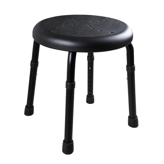 4elementsScaun pentru baie Go negru cu reglaj în înălțime cauciucat aluminiu