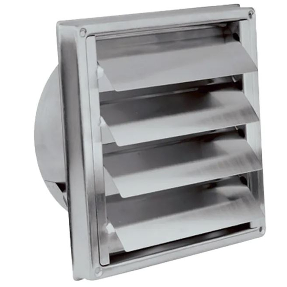 4elementsGrila inox de ventilatie cu jaluzele automate SS304 15o15 d.100 Promistral