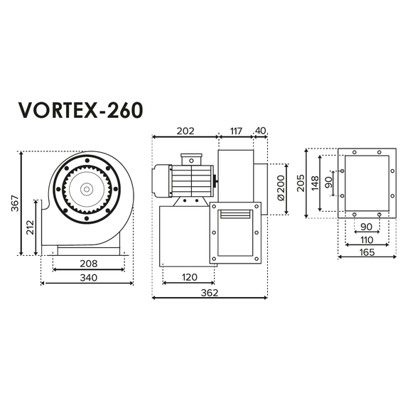 Вентилятор радиальный VORTEX 260 380V Лв0 2полюс VentEurope, изображение 2