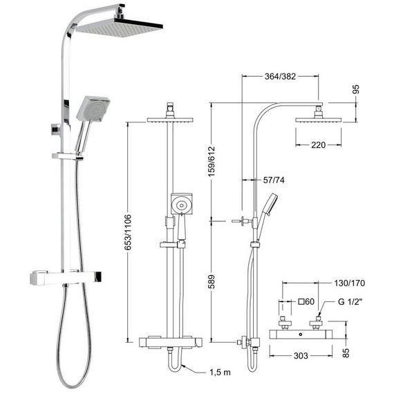 4elementsДушевая стойка раздвижная Genebre KENJO, изображение 2