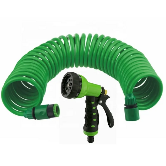 Набор садовый: пистолет 5 режимов, 2 соединителя и спиральный шланг 25м.KUBBER/BarCod(2009010006765), изображение 3