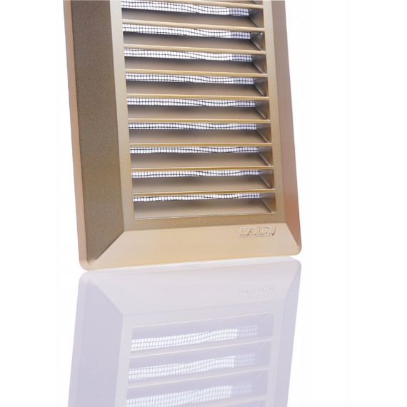 Вытяжная вентиляционная решетка откидная с сеткой Hardi 02303 11х27 Gold, изображение 3