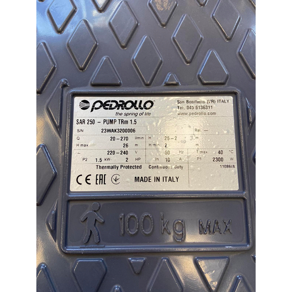 4elementsКанализационная установка с баком на 250 л SAR 250 TRITUSm 1.5 kW Pedrollo, изображение 4