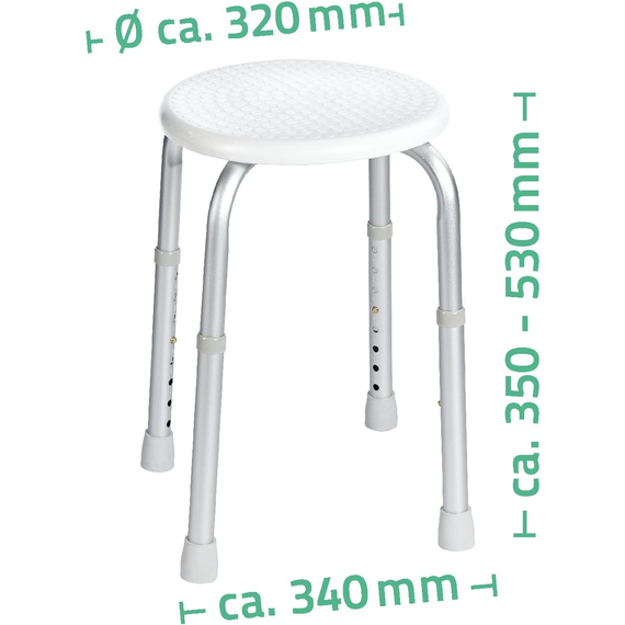 Табурет для ванной Ted белый с регулировкой по высоте алюминий Ridder, изображение 3