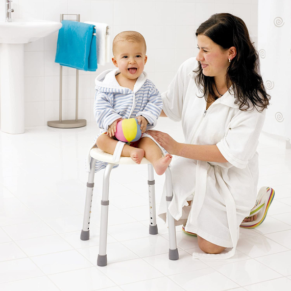 Табурет для ванной Ted белый с регулировкой по высоте алюминий Ridder, изображение 5