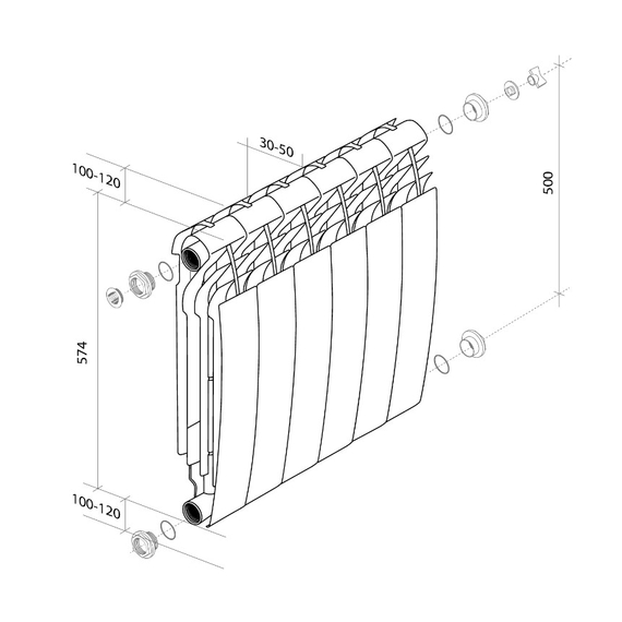 4elementsRadiator bimetal Royal Thermo BiLiner 500 Bianco Traffico, изображение 7