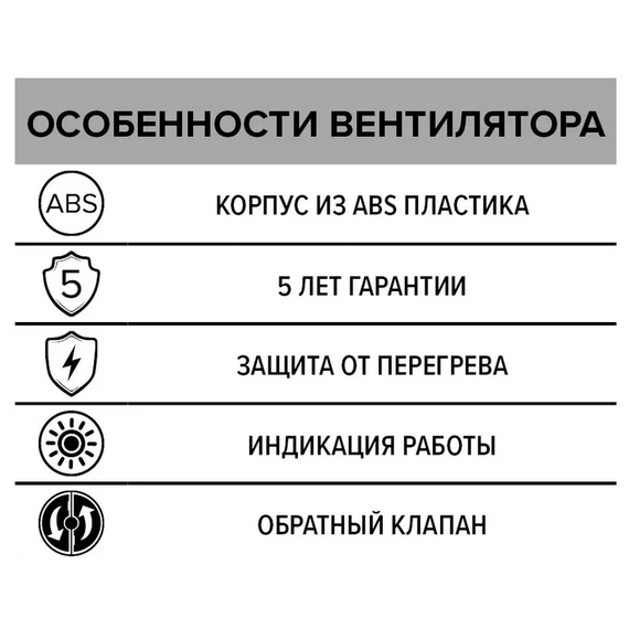 Осевой вытяжной вентилятор с обратным клапаном ERA 5C D125 White, изображение 6