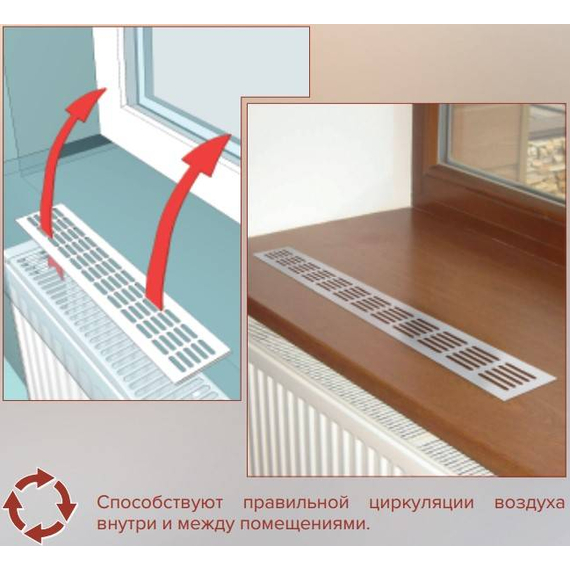 Вентиляционная решетка для дверей и подоконников Mistral 48х8 White, изображение 7