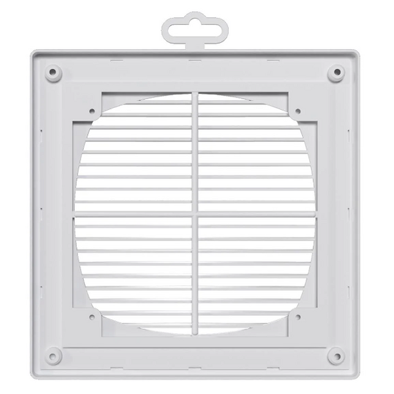 Вытяжная вентиляционная решетка из АБС-пластика с рамкой и сеткой Mistral 21х21 White, изображение 2