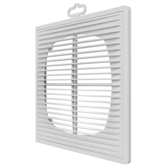Вытяжная вентиляционная решетка из АБС-пластика с рамкой и сеткой Mistral 21х21 White, изображение 3