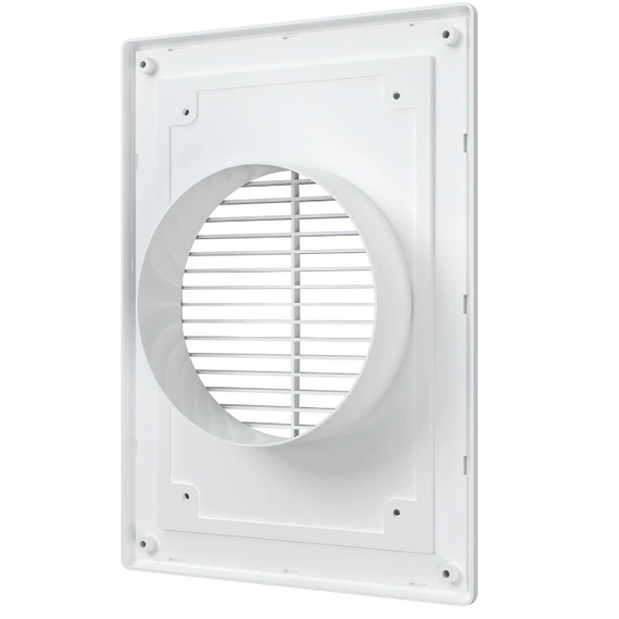 4elementsВытяжная вентиляционная решетка из АБС-пластика с рамкой и фланцем Mistral 18х25 D125 White, изображение 4