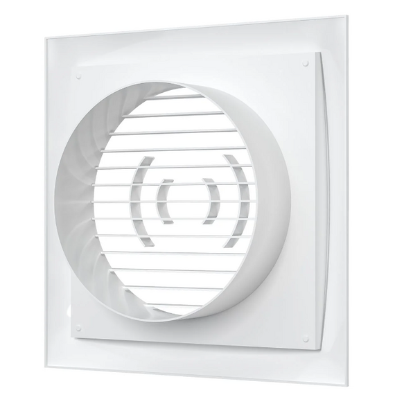4elementsВытяжная вентиляционная решетка из АБС-пластика с фланцем Mistral 20х20 D160 White, изображение 4
