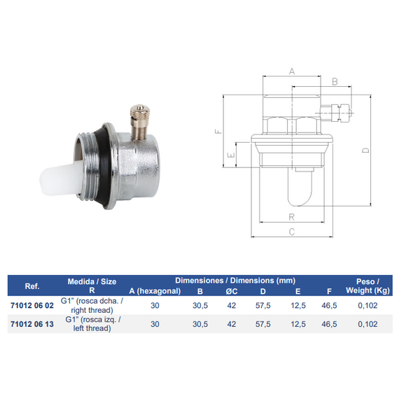 4elementsАвтоматический спускник воздуха (правая резьба) Genebre, изображение 2