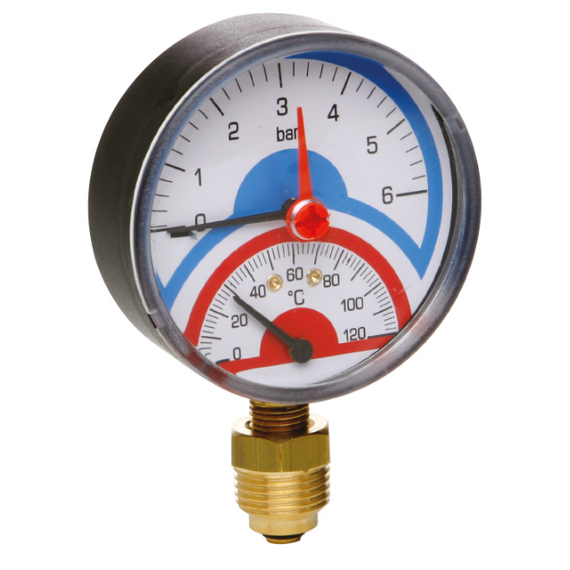 4elementsТЕРМО-МАНОМЕТР 0–120 °С, Ø 63 мм (0-6bar)