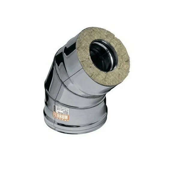 Сэндвич-колено для дымохода 135° Ferrum (430/0,5мм) D115х200, изображение 3