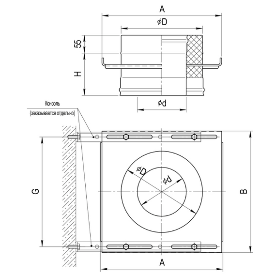 4elementsПлощадка монтажная для двустенного дымохода Ferrum D130x200 (1,5мм), изображение 3