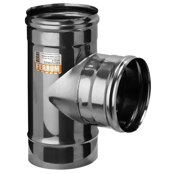 4elementsТройник-К на 90° для одностенного дымохода Ferrum D115 (0,5 мм)