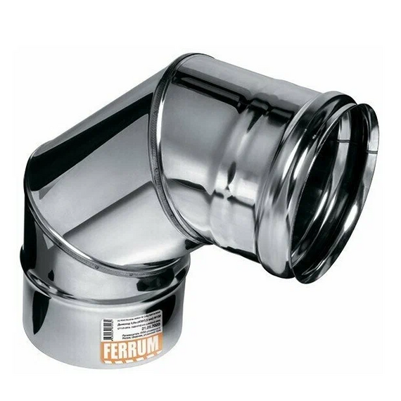 Колено угол на 90° для дымохода (3 секции) Ferrum D130 (0,5мм)