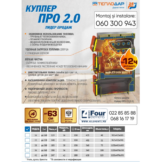 4elementsТвердотопливный котел 22 кВт Теплодар Куппер ПРО 22 (2.0), изображение 6