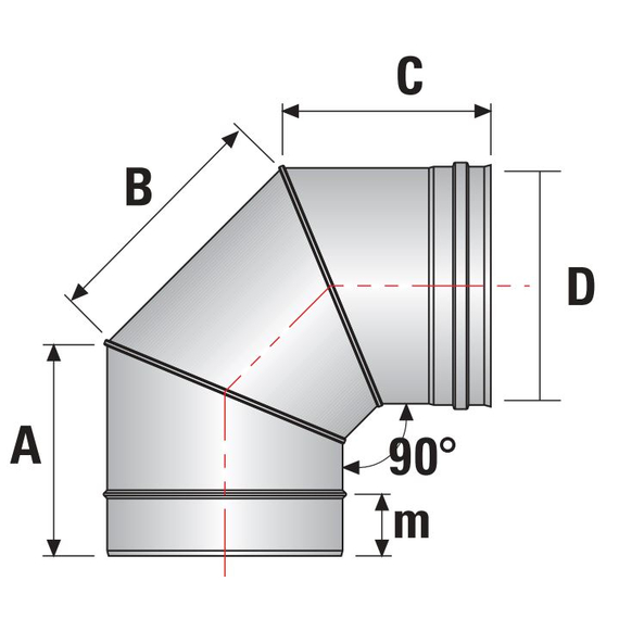 4elementsКолено угол на 90° для дымохода Alpinox Ø150 (304/0,5) ALPTD90 150