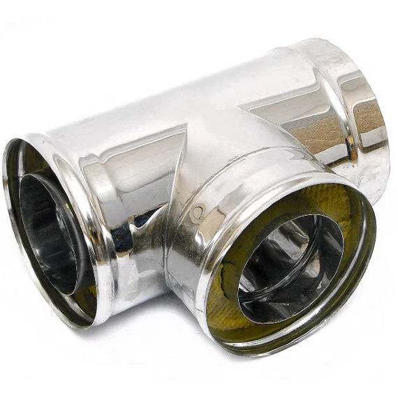 Сэндвич-тройник для дымохода 90° Ferrum (430/0,5) D115х200, изображение 5