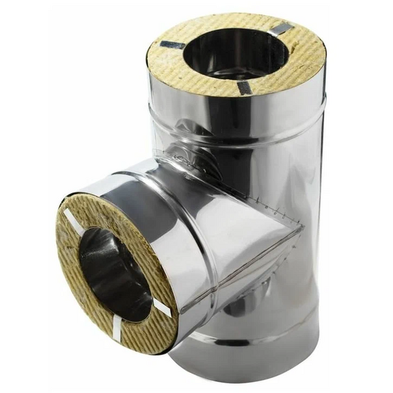 Сэндвич-тройник для дымохода 90° Ferrum (430/0,8) D115х200, изображение 2