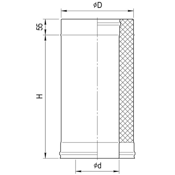 Сэндвич дымоход двустенный 0,25м Ferrum (430/0,5) D130x200, изображение 8