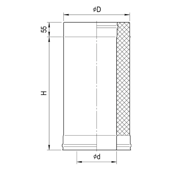 Сэндвич дымоход двустенный 0,5м Ferrum (430/0,8) D150x210, изображение 9