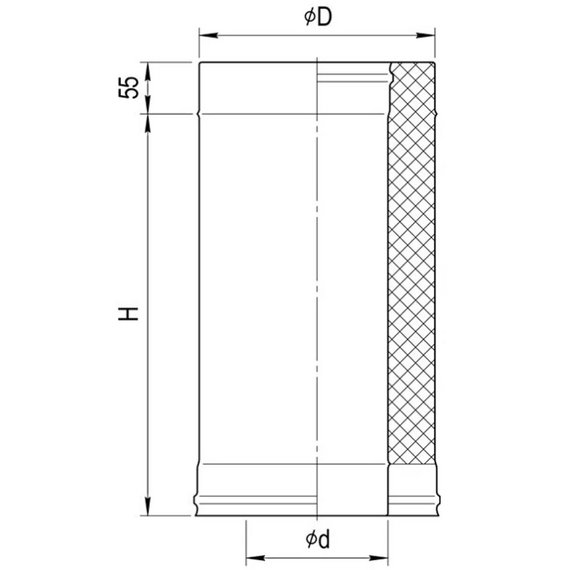 Сэндвич дымоход двустенный 0,25м Ferrum (430/0,5) D180x280, изображение 8